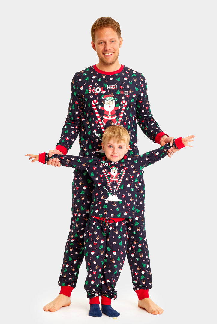 Pigiama Natalizio per Bambini Uomo con Babbo Natale Sciatore