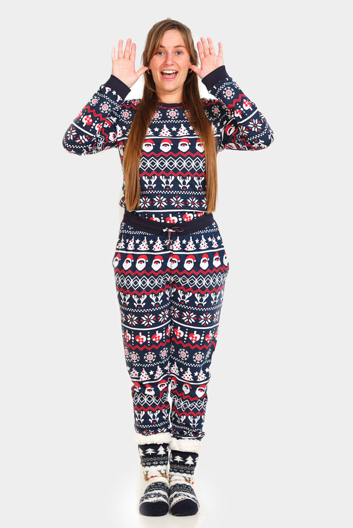 Pigiama Natalizio Donna Babbo Natale, Alberi e Cuori