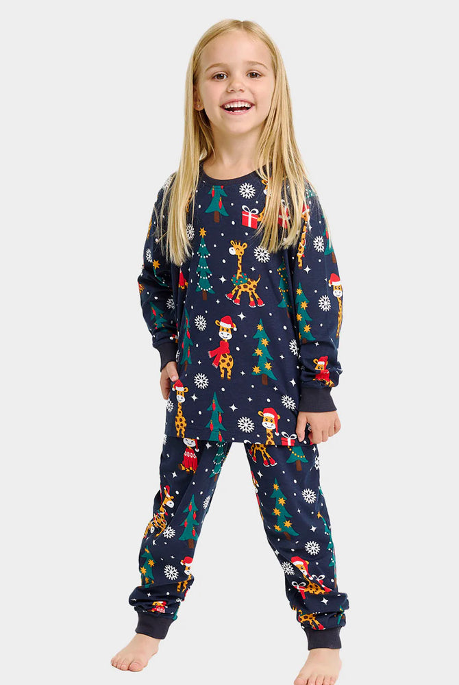 Pigiama Natalizio per Famiglia con Giraffe Bambina