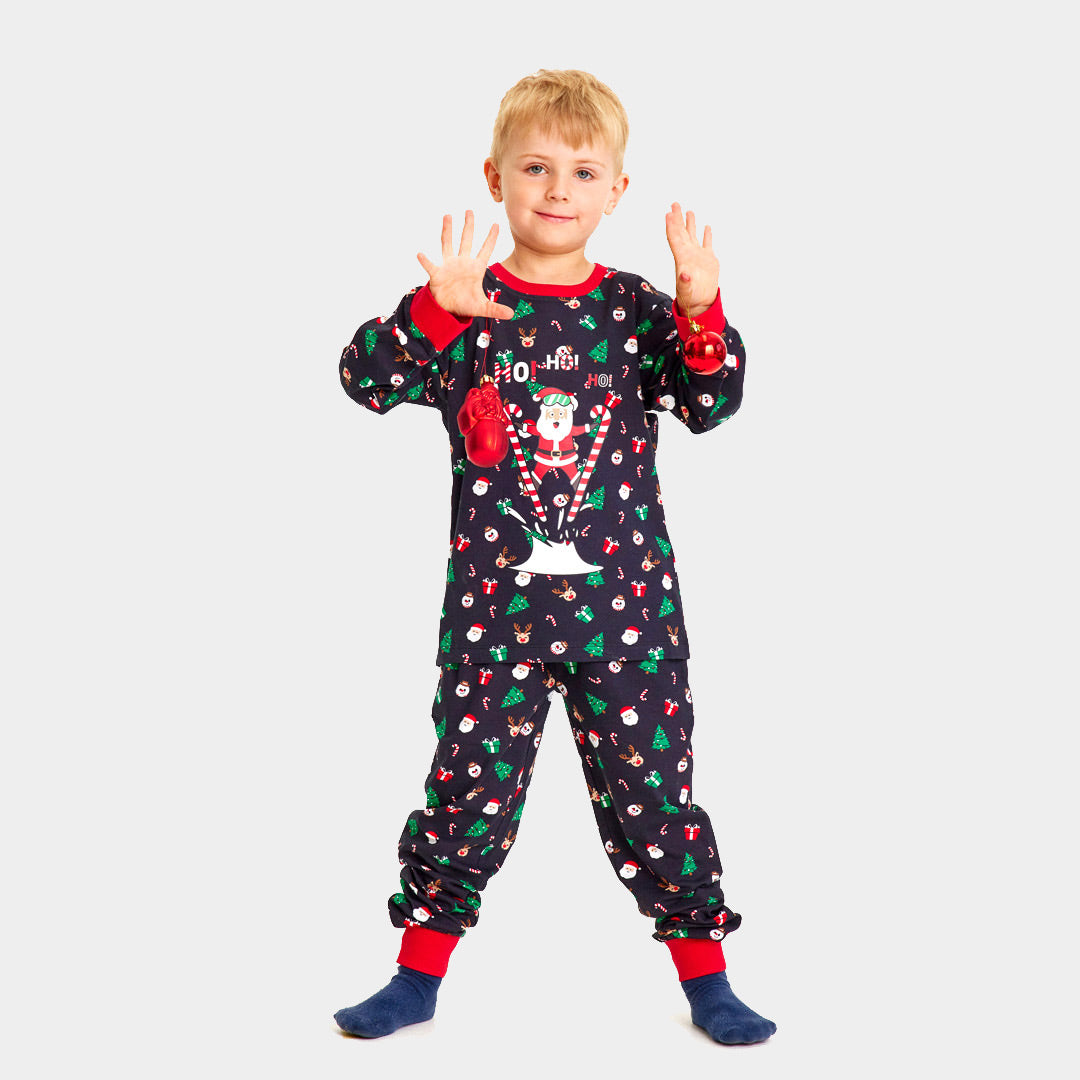 Pigiama Natalizio per la Famiglia Bambini con Babbo Natale Sciatore