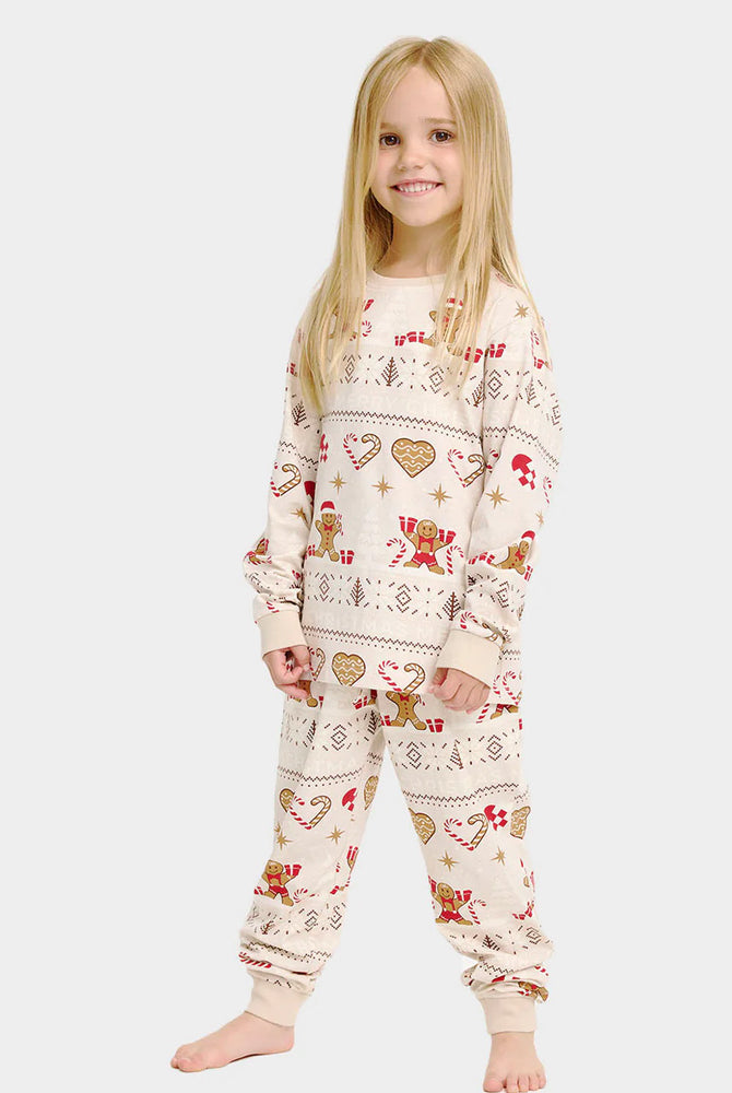 Pigiama Natalizio per Famiglia Beige con Gingercookies Bambina