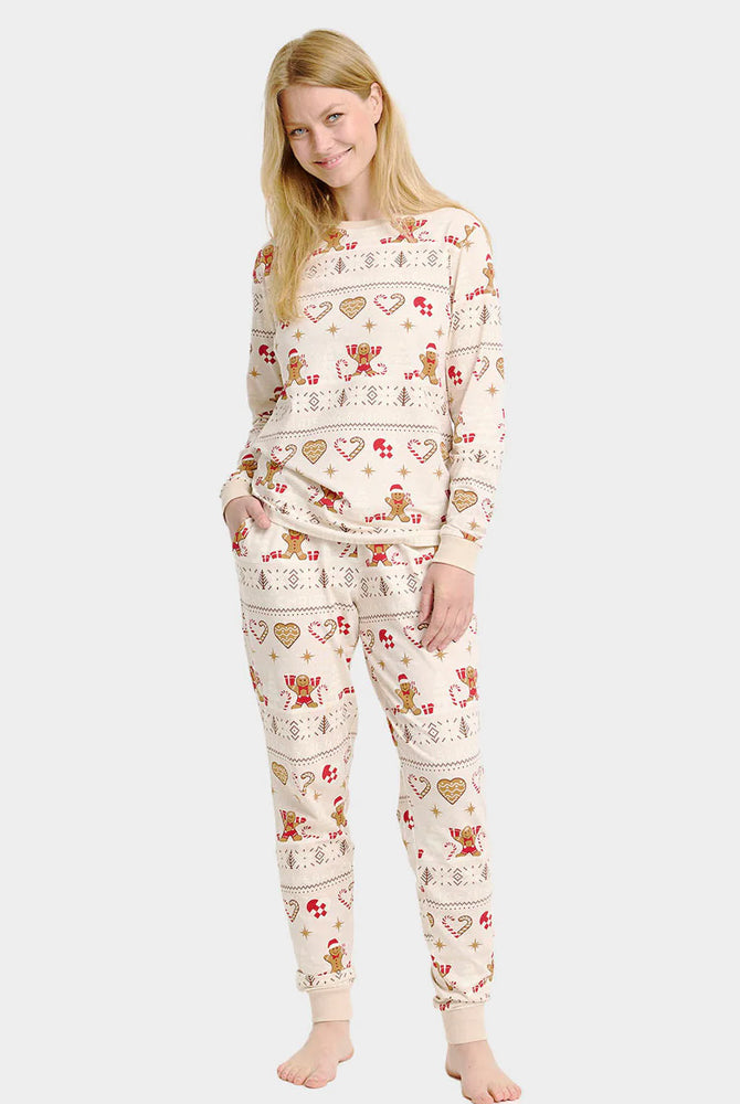 Pigiama Natalizio per Famiglia Beige con Gingercookies Donna