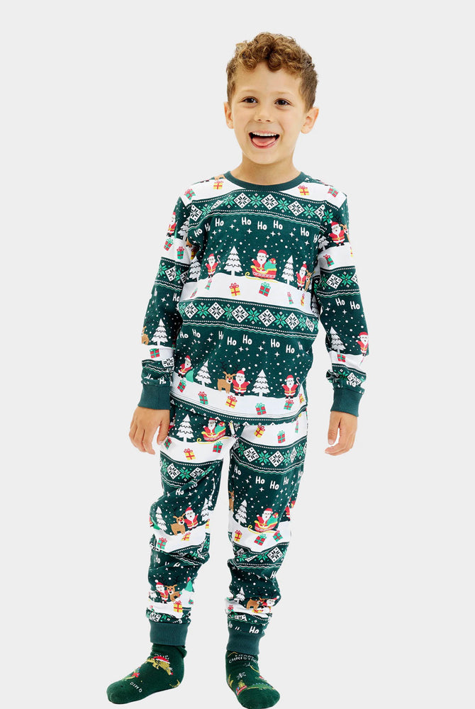 Pigiama Natalizio per Famiglia Green Jolly Christmas Cotone Biologico Bambino