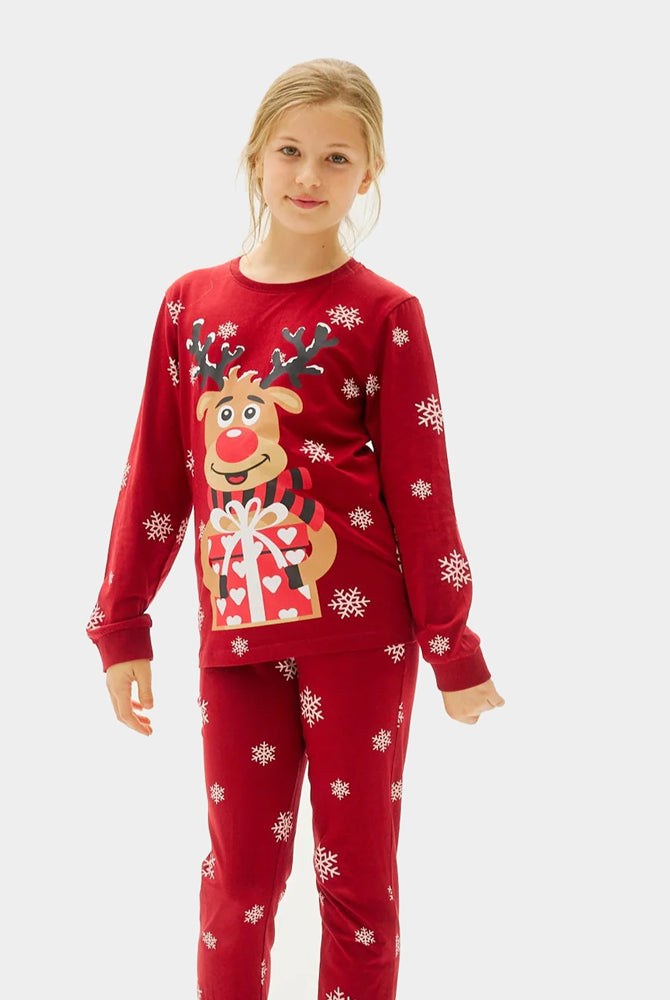 Pigiama Natalizio Famiglia Rosso Renna Rudolph Bambini