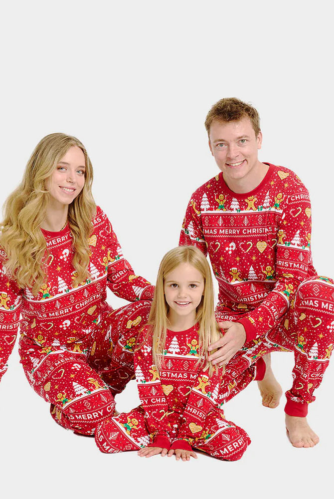 Pigiama Natalizio per Famiglia Rosso con Gingercookies