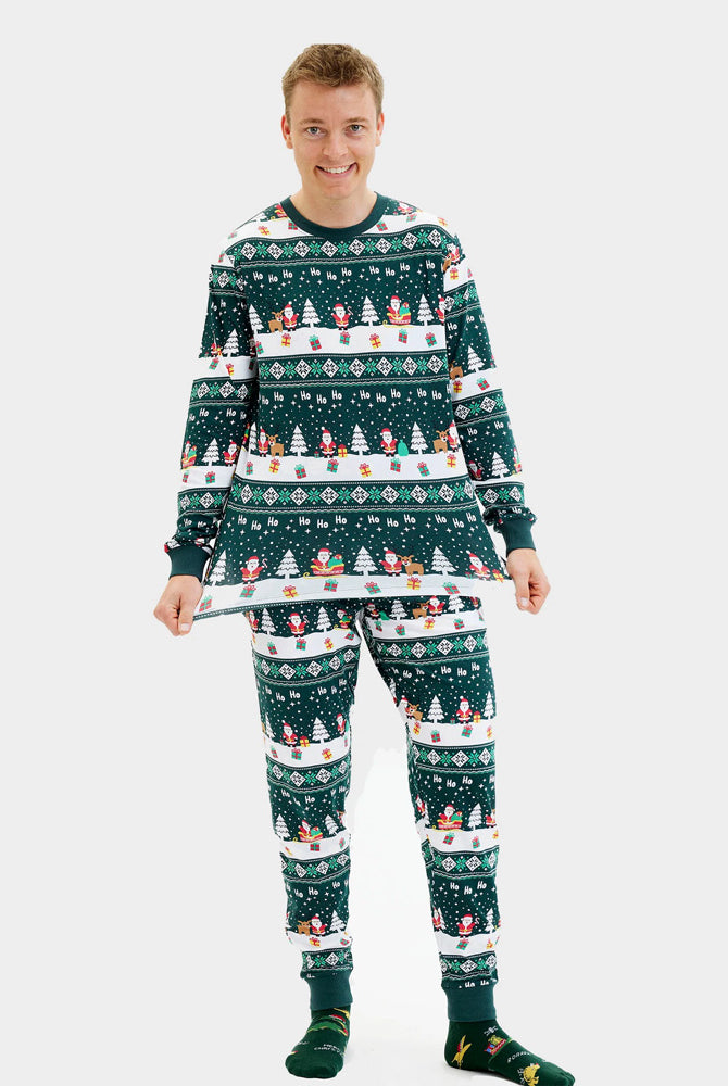 Pigiama Natalizio Uomo Famiglia Green Jolly Christmas Cotone Biologico