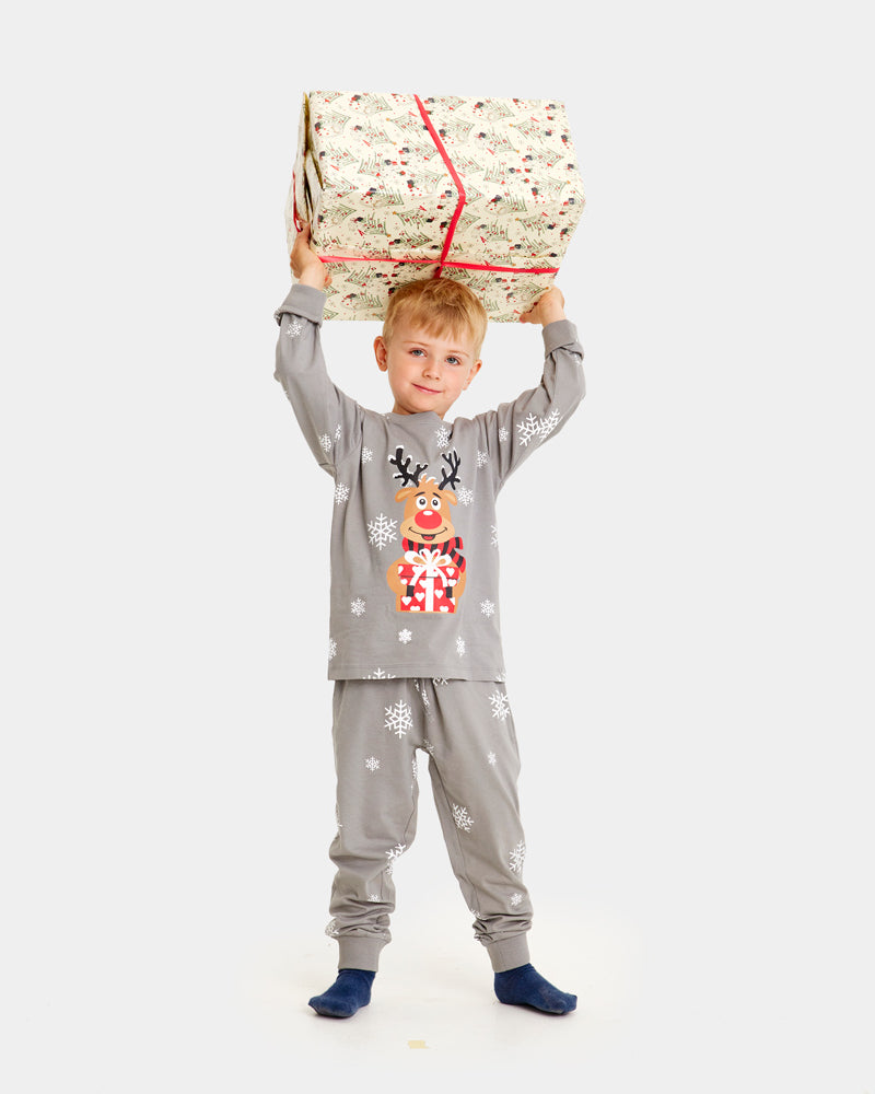 Pigiama Natalizio Grigio Bambini Renna Rudolph