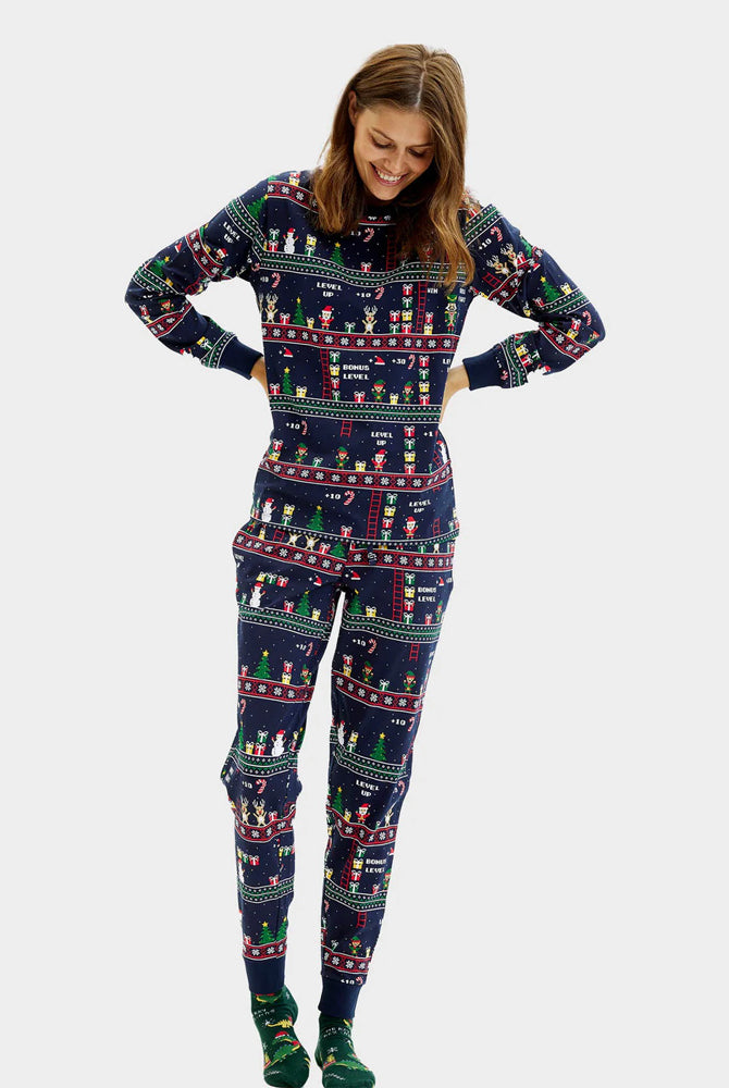Pigiama Natalizio Unisex Donna Adulti Vintage Gaming Cotone Biologico