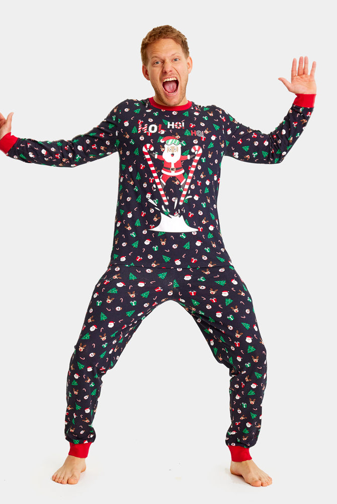 Pigiama Natalizio per Uomo con Babbo Natale Sciatore