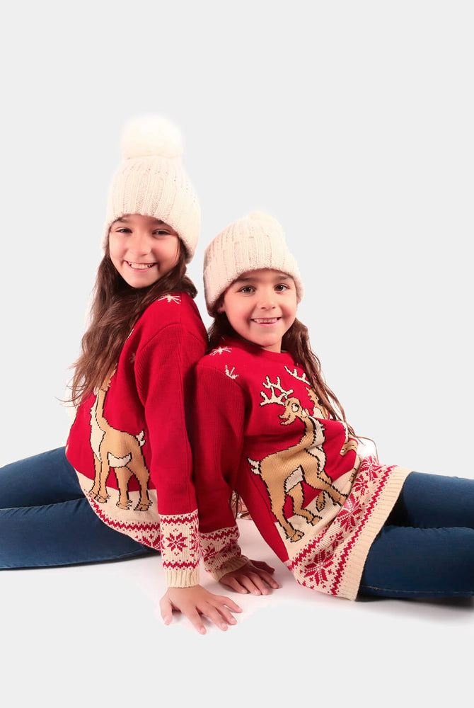 Vestito Natalizio per Bambini con Renne Baby Rosso