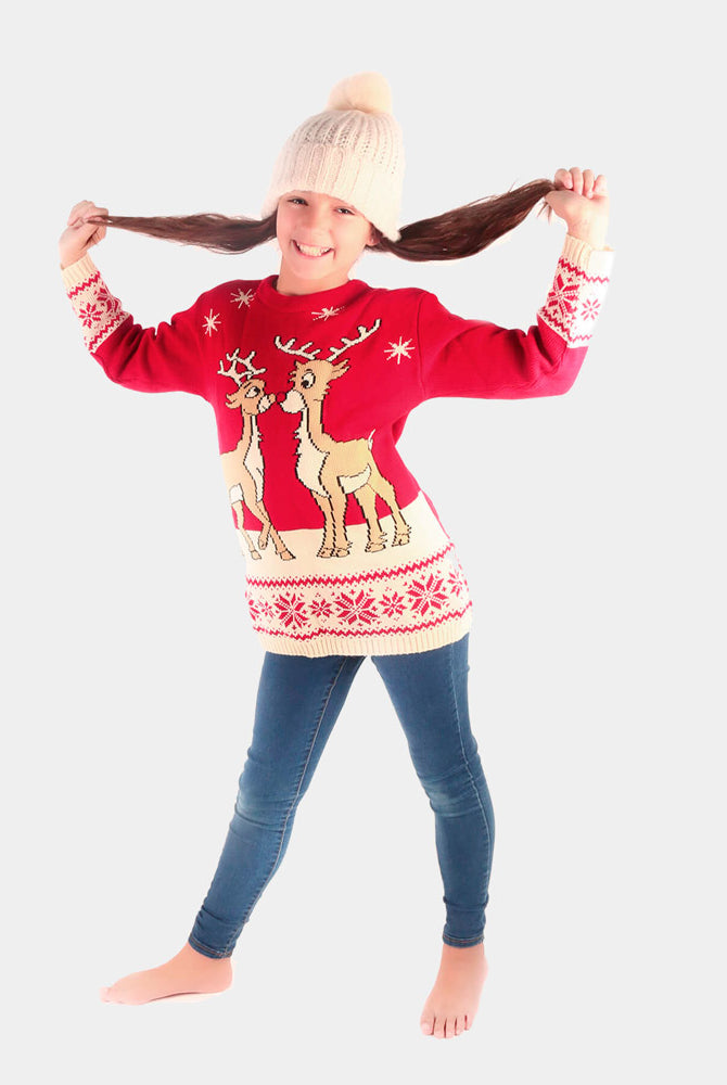 Vestito Natalizio per Bambini Rosso con Renne Baby