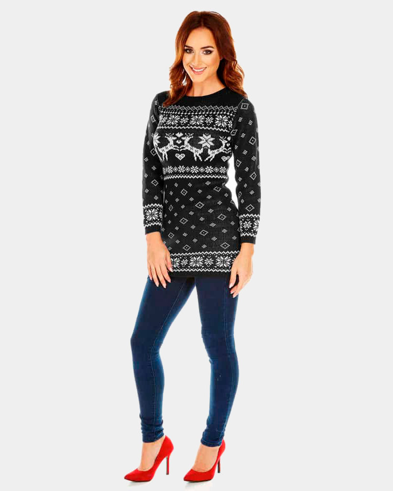 Vestito Natalizio da Donna Nero con Renne