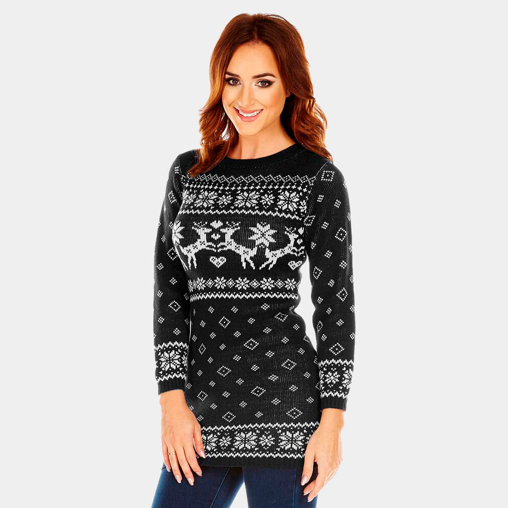 Vestito Natalizio da Donna Nero Renne