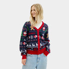 Cardigan Natalizio Donna Blu e Rosso
