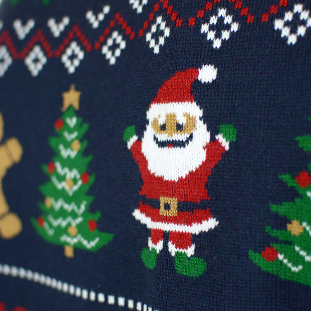 Cardigan Natalizio da Donna Blu e Rosso Babbo Natale
