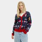 Cardigan Natalizio da Donna Blu e Rosso
