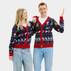 Cardigan Natalizio da Donna e Uomo  Blu e Rosso
