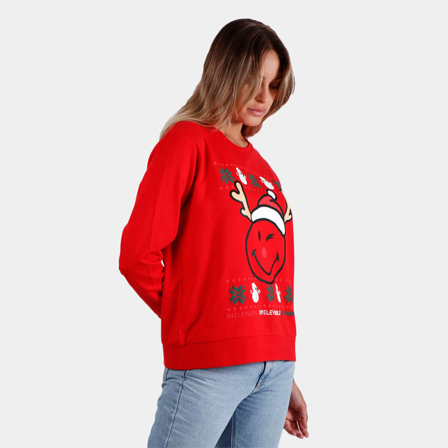 Smile Felpa di Natale da Donna
