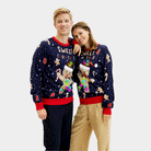 Maglione Natalizio Uomo Donna Luci LED Uomo Blu Ginger Cookie