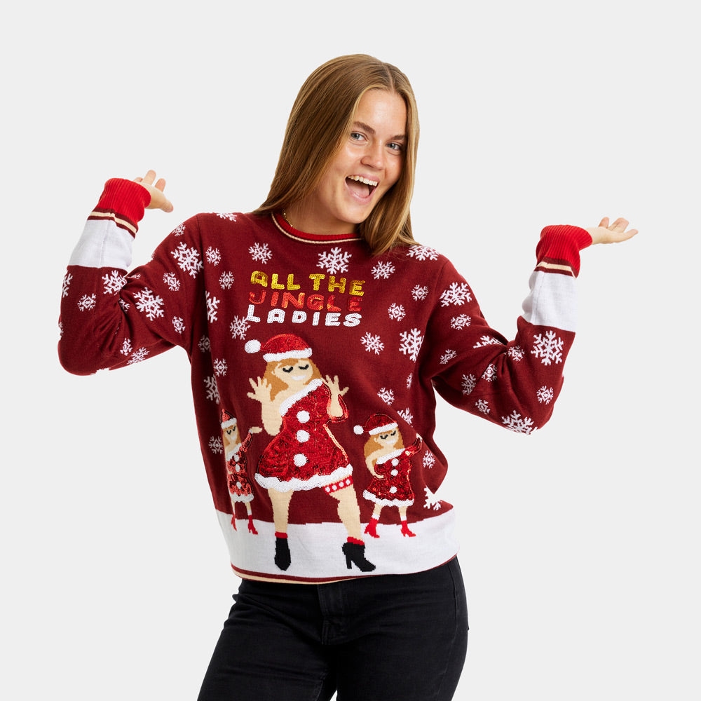 Maglione Natalizio di Coppia Donna Jingle Ladies con Paillettes