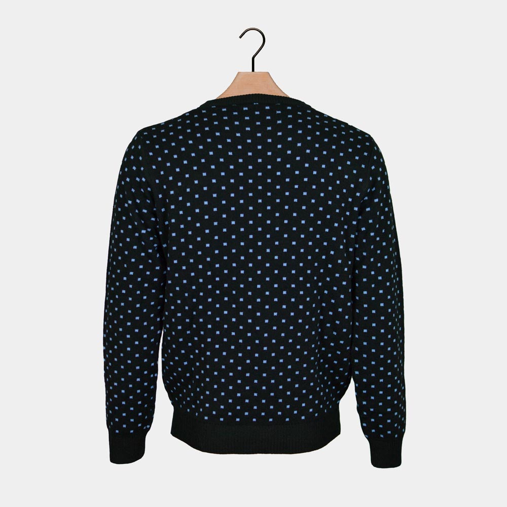 Maglione Natalizio in 3D Blu Renna Rudolph con Naso Rosso