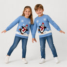 Maglione Natalizio Azzurro con Pinguino Bambini