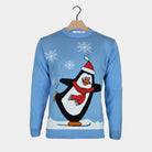 Maglione Natalizio Azzurro con Pinguino per la famiglia

