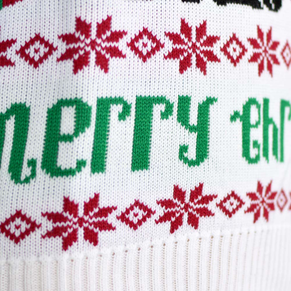 Maglione Natalizio Azzurro con Renna e Babbo Natale Merry Christmas
