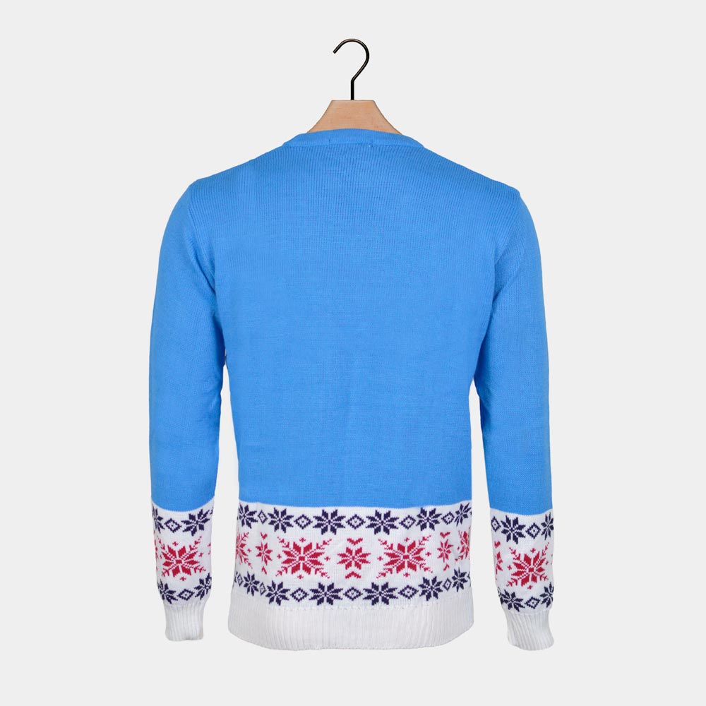 Maglione Natalizio coppia Azzurro Renna Neve
