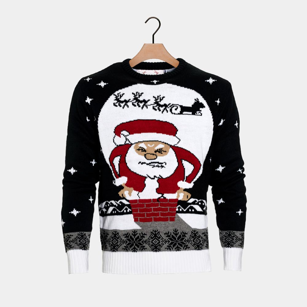 Maglione Natalizio Babbo Natale Bloccato Camino
