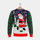Maglione Natalizio Babbo Natale che Gioca a Golf con Luci LED
