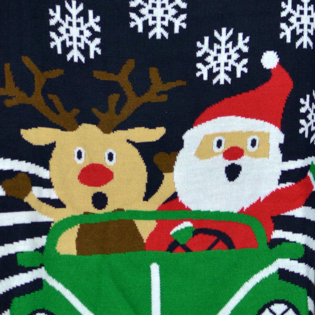 Maglione Natalizio con Babbo Natale alla guida Renna
