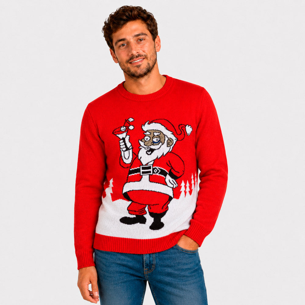Maglione Natalizio con Babbo Natale e un Martini Uomo
