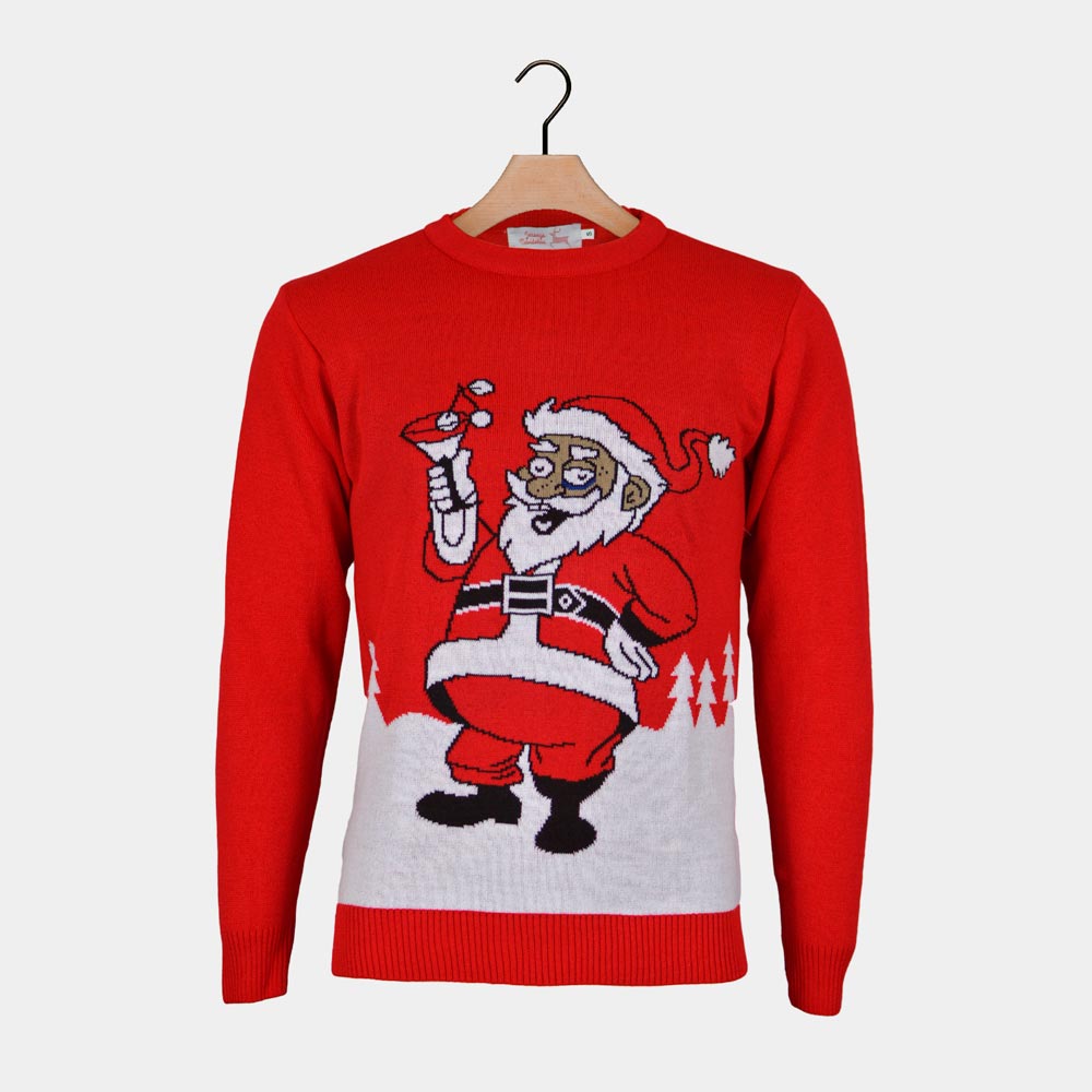 Maglione Natalizio con Babbo Natale e un Martini
