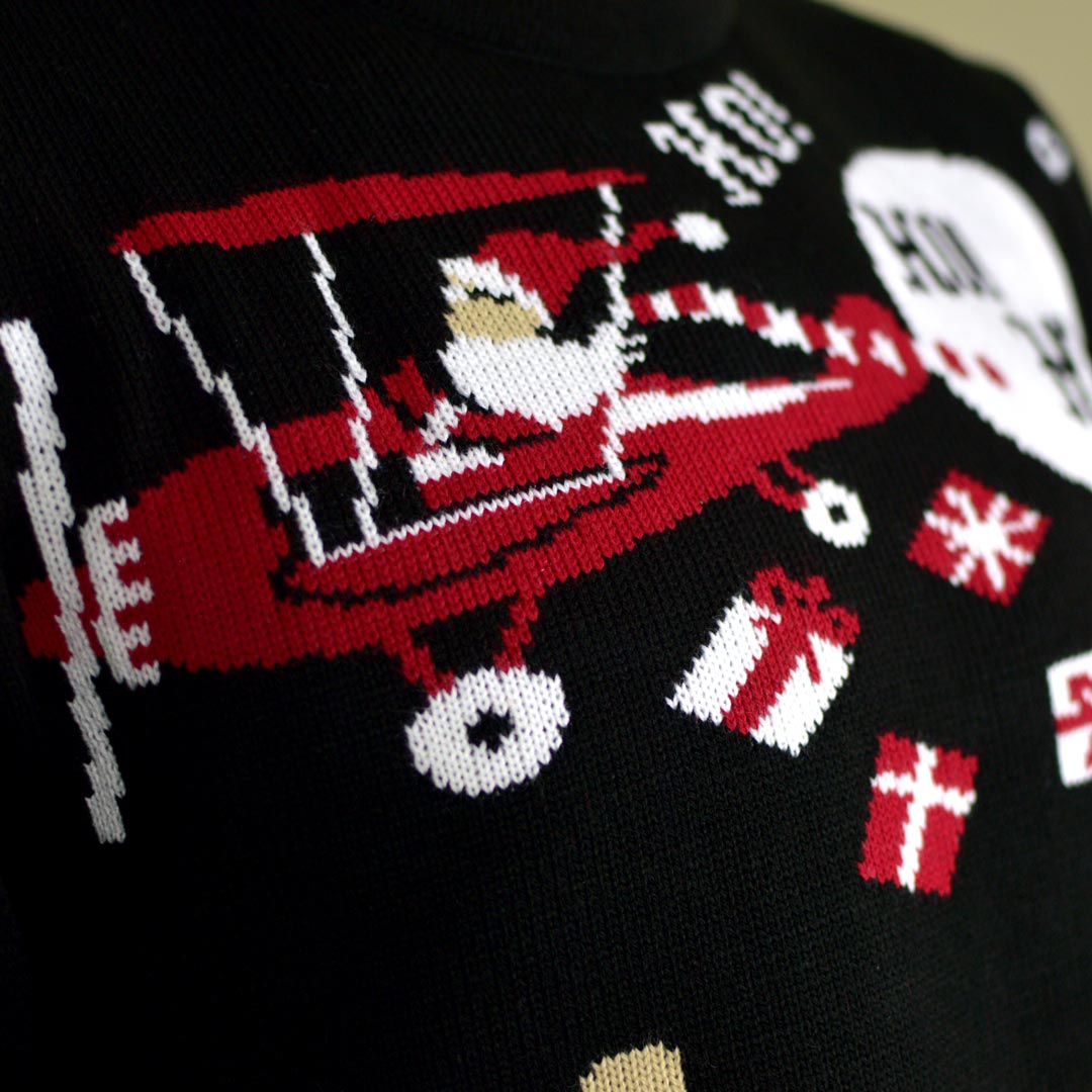 Maglione Natalizio con Babbo Natale e Renna in Cerca di Lavoro
