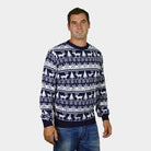 Maglione Natalizio bambini Uomo Blu Alberi di Natale e Renne
