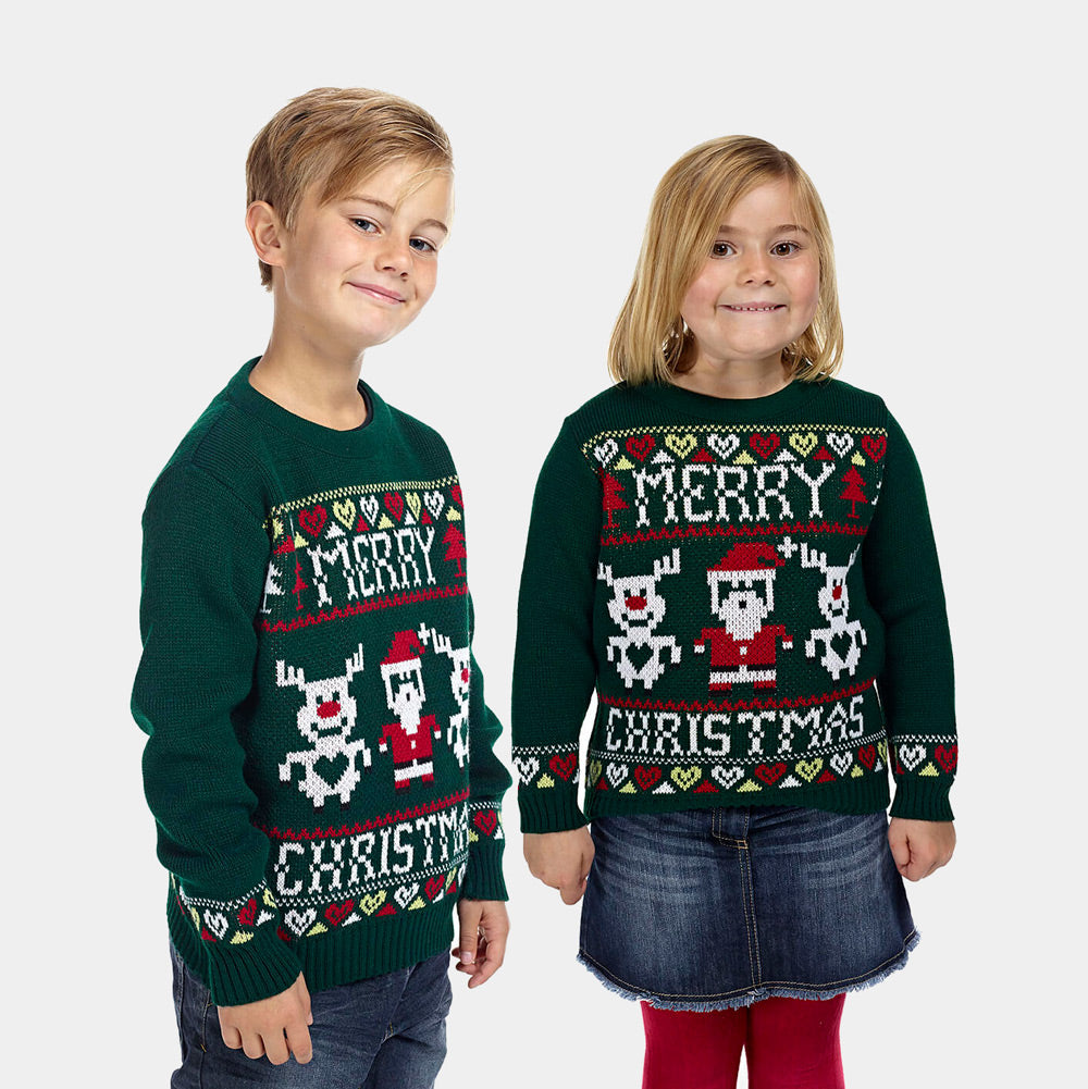 Maglione Natalizio Bambini Blu Merry Christmas
