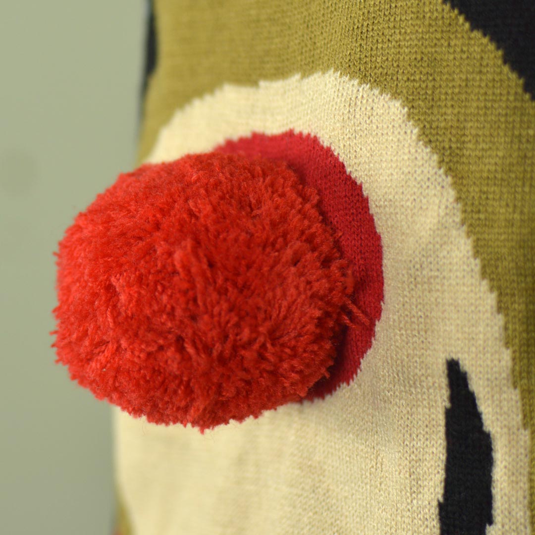 Maglione Natalizio per Bambini Blu Renna Rudolph Naso Rosso 3D