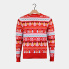 Maglione Natalizio Bambini Rosso Cotone Biologico Pupazzi Neve e Motivi Natalizi
