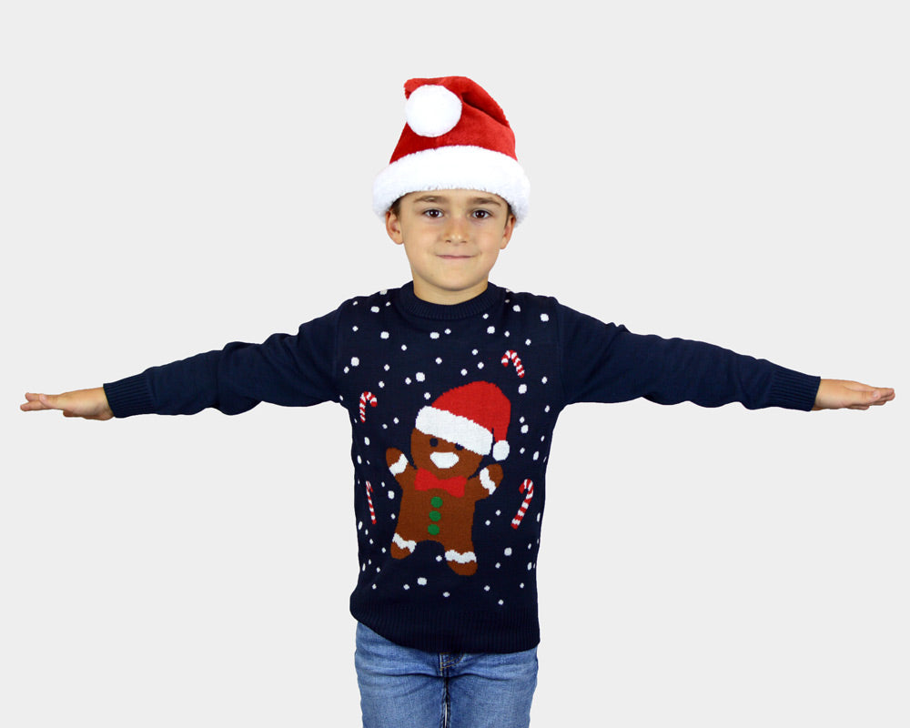 Gingerbread Maglione Natalizio per Bambini Blu 