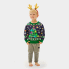 Maglione Natalizio da Bambini Luci LED Blu con Albero di Natale