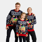 Maglione Natalizio per Bambini e Famiglia con Luci LED Casa di Pan di Zenzero