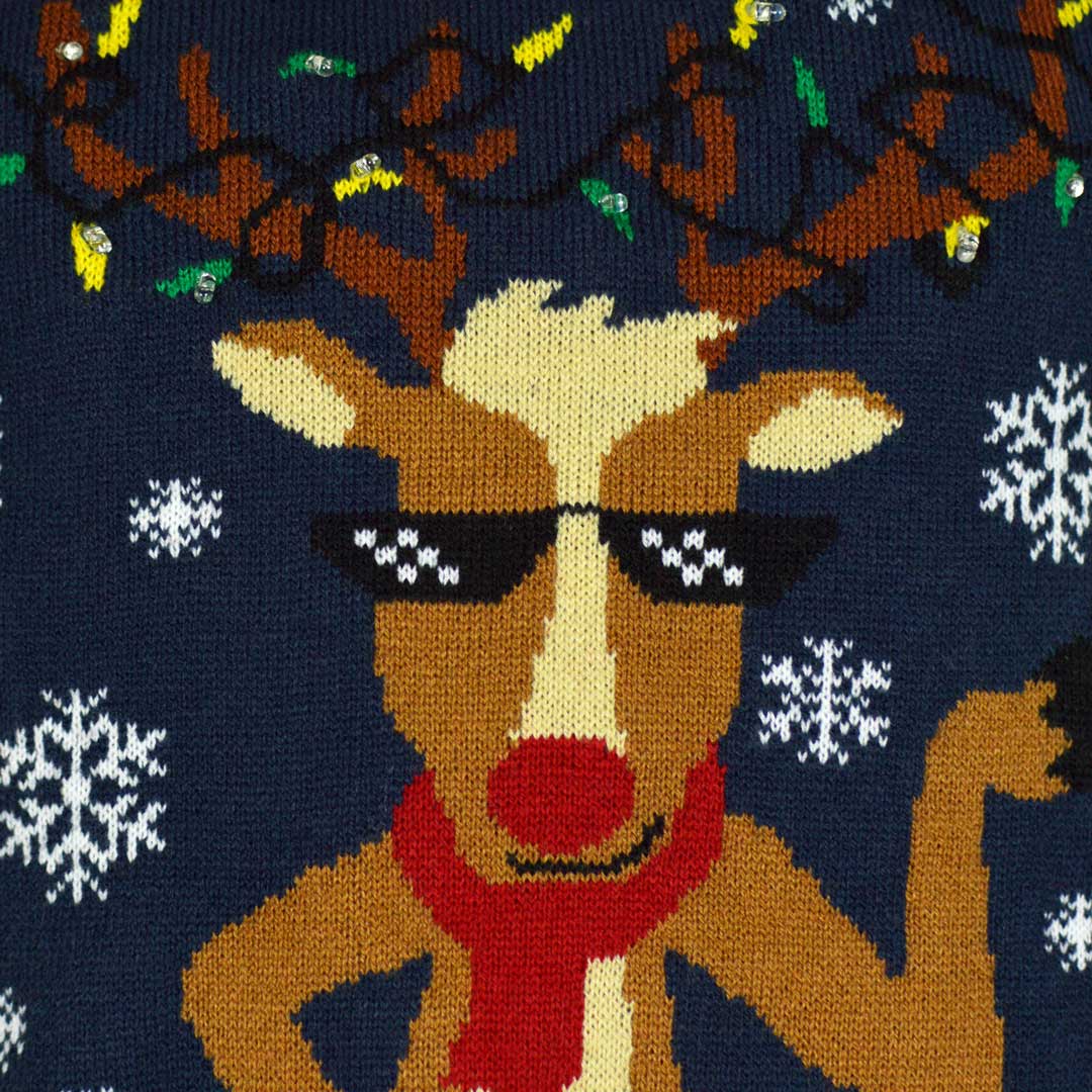 Maglione Natalizio Bambini con Luci LED Jingle Bells Renne
