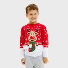 Maglione Natalizio Bambini in Cotone Biologico Renna Sciarpa