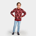 Maglione Natalizio per Bambini Rosso Alberi di Natale e Renne

