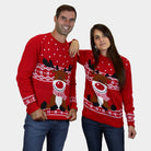 Maglione Natalizio Bambini uomo Donna Rosso Renna Rudolph Sciarpa
