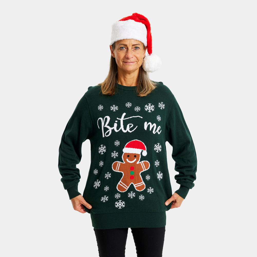 Maglione Natalizio Bite Me Pan di Zenzero Donna
