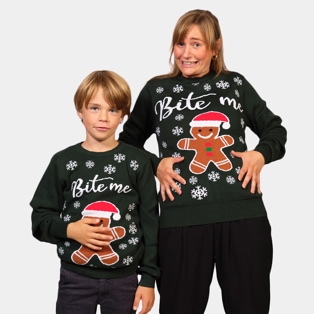 Maglione Natalizio Bite Me Pan di Zenzero Famiglia
