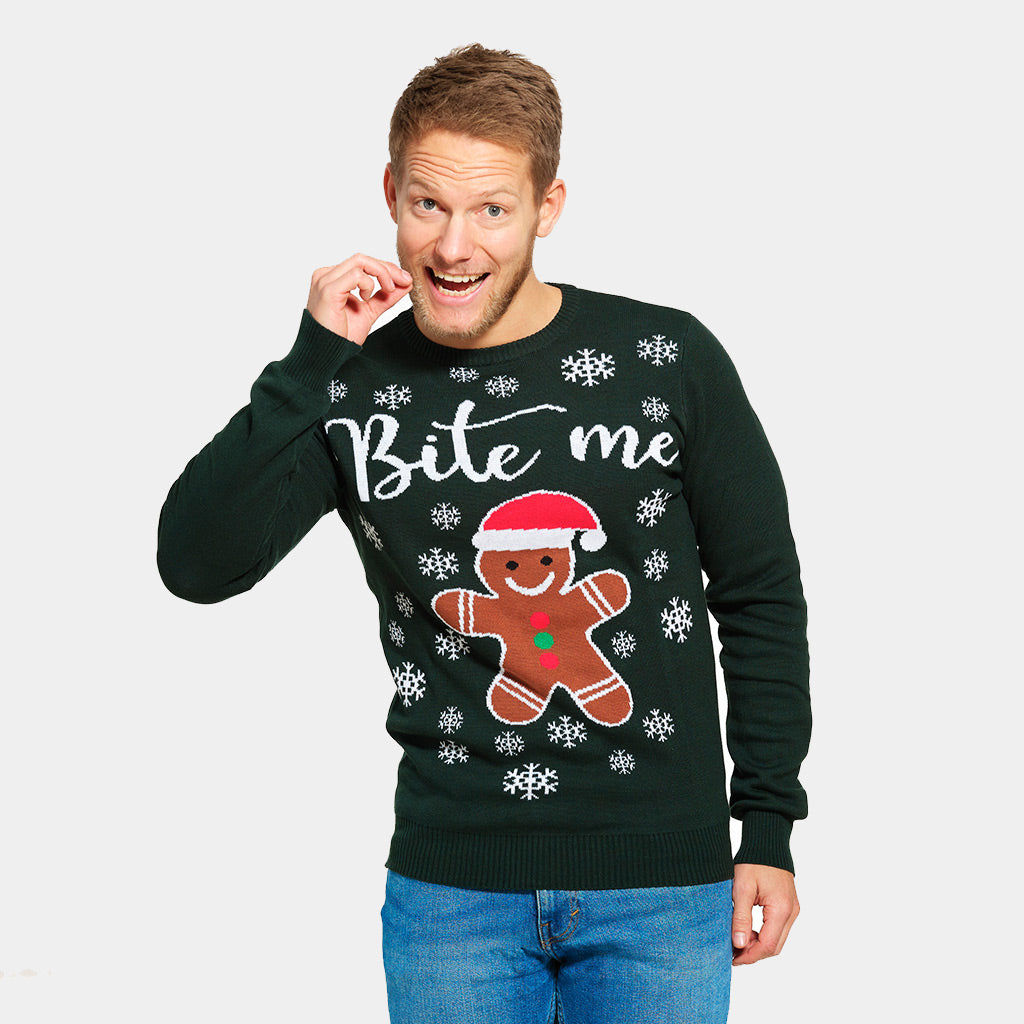 Maglione Natalizio Bite Me Pan di Zenzero Uomo
