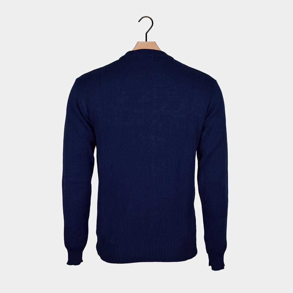 Maglione Natalizio Blu Babbo Natale Ho Ho Ho!
